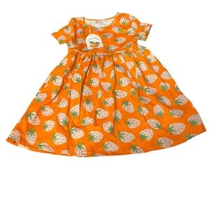 Portakol Sz 4 t Orange Strawberry Print Dress